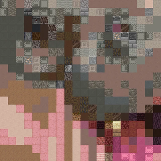 A close-up of a hippo mural, 20 blocks across, with the three weights balanced